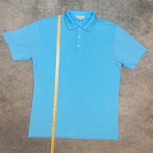 Peter Millar Size Large Teal Blue Golf Shirt Polo Polyester/Spandex